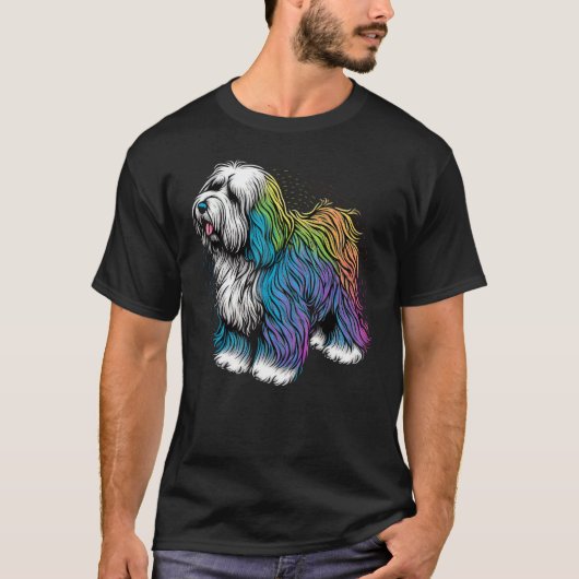 Cute Old English Sheepdog Dog on Bobtail  1 Tシャツ (正面)