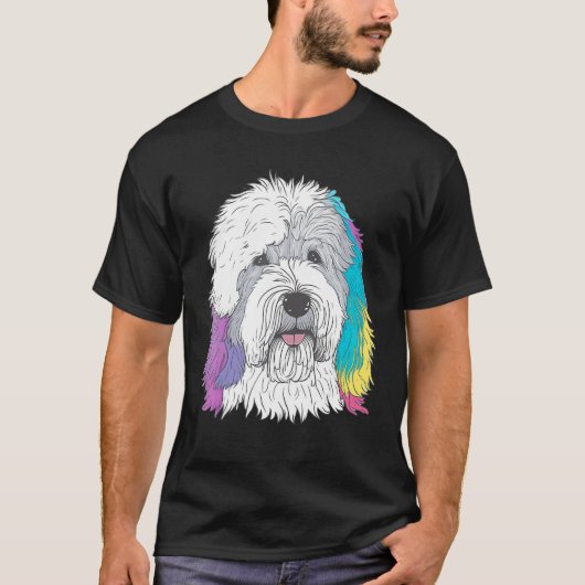 Cute Old English Sheepdog Dog on Bobtail  2 Tシャツ (正面)