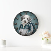 Cute Old English Sheepdog Puppy ラージ壁時計 (ホーム)