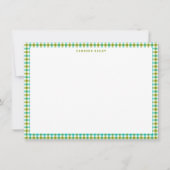 Cute Olive Green Teal Gingham Plaid Personalized ノートカード (正面)