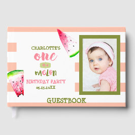 Cute One in a Melon Happy 1st Birthday Watercolor ゲストブック