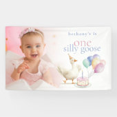 Cute One Silly Goose Photo Overlay 1st Birthday  横断幕 (横)