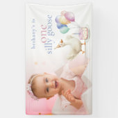 Cute One Silly Goose Photo Overlay 1st Birthday  横断幕 (縦)