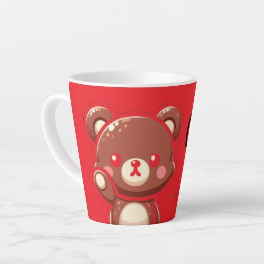 Cute “Oops!” Teddy Bear Mug –Funny&Adorable Kawaii カフェラテマグ (左アングル)