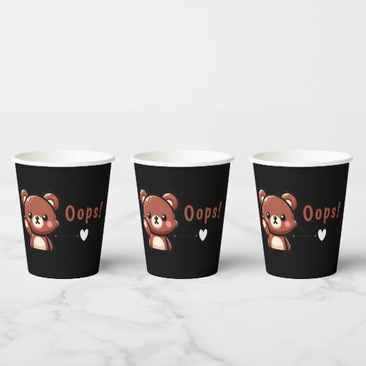 Cute Oops Teddy Bear Paper Party Cups with Heart  紙コップ (複数)