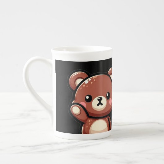 Cute Oops Teddy Bear Specialty Mug with Heart ボーンチャイナマグカップ (左)