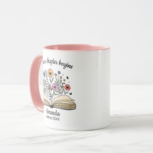 Cute open book flowers coworker retirement custom マグカップ (正面左)