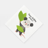 Cute Opossum Green Leaves & Happy Birthday スタンダードランチョンナプキン (角)