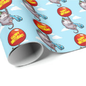 Cute Opossum Happy Birthday! Add Your Text Balloon ラッピングペーパー (ロールコーナー)