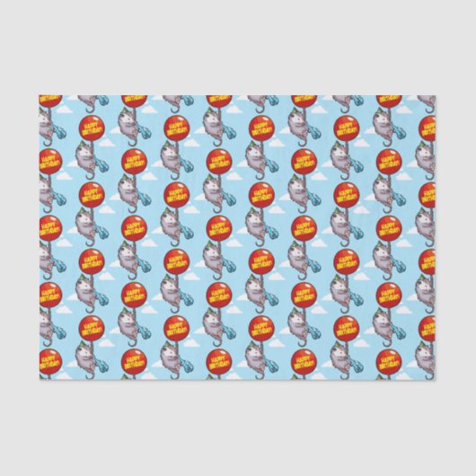 Cute Opossum Happy Birthday! Add Your Text Balloon 薄葉紙 (正面)