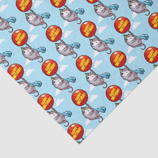 Cute Opossum Happy Birthday! Add Your Text Balloon 薄葉紙 (詳細)