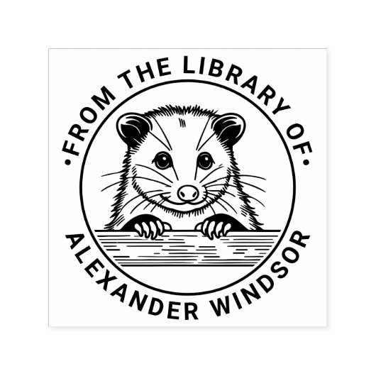 Cute Opossum Head #3 Library Book Name セルフインキングスタンプ (デザイン)