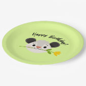 Cute Opossum Head with Flower, “Happy Birthday!” ペーパープレート (アングル)