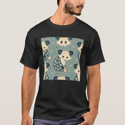 Cute Opossum Illustration Unique Tiny Women Men Ki Tシャツ (正面)
