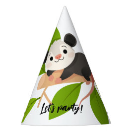 Cute Opossum on Branch with Green Leaves パーティーハット