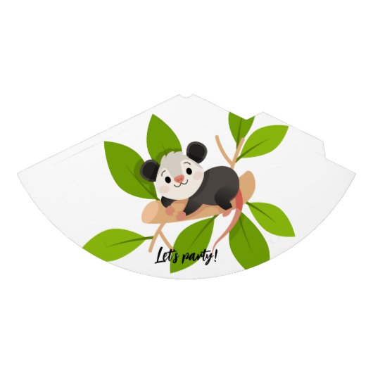 Cute Opossum on Branch with Green Leaves パーティーハット (正面)