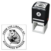 Cute Opossum Reading Book Library Book Name セルフインキングスタンプ (インサイチュ)