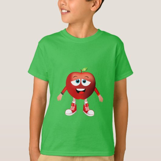 Cute Optimistic Red Apple Cartoon Shirt for Kids Tシャツ (正面)