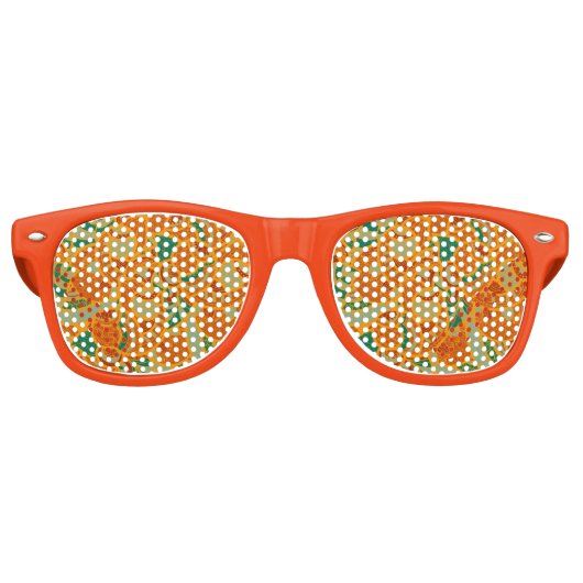 Cute orange abstract seamless flowers ceramic tile レトロサングラス (正面)