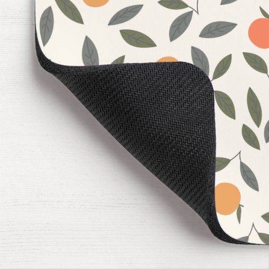 Cute Orange and Leaves Pattern マウスパッド (コーナー)