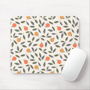 Cute Orange and Leaves Pattern マウスパッド