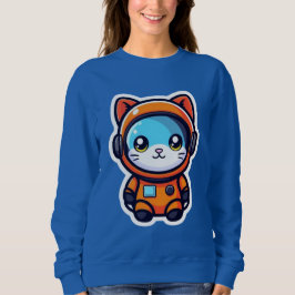 Cute Orange Astronaut Cat Kawaii Space Kitty スウェットシャツ
