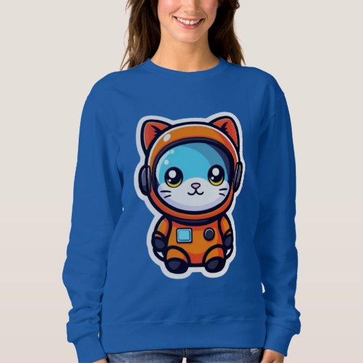 Cute Orange Astronaut Cat Kawaii Space Kitty スウェットシャツ (正面)