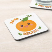 Cute Orange "Boss of Recess" Drink Coaster コースター (左側)