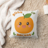 Cute Orange "Boss of Recess" Kids Throw Pillow クッション (ブランケット)