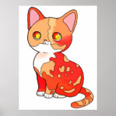 Cute Orange Calico Cat Cartoon Adorable Kitty ポスター (正面)