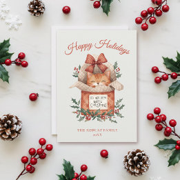 Cute Orange Cat Do Not Open Until Christmas シーズンカード