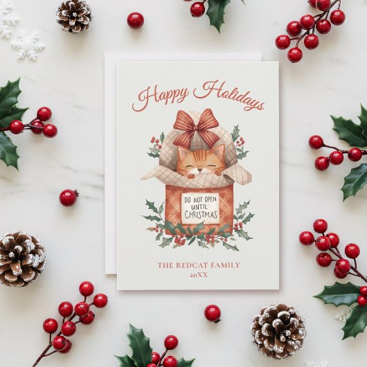 Cute Orange Cat Do Not Open Until Christmas シーズンカード