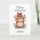 Cute Orange Cat Do Not Open Until Christmas Card シーズンカード (正面)