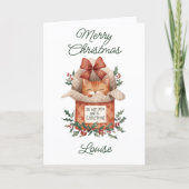 Cute Orange Cat Do Not Open Until Christmas Card シーズンカード (正面)