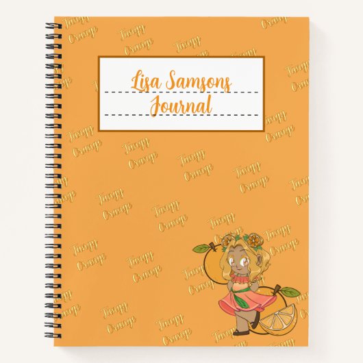 Cute Orange Chibi Journal ノートブック (正面)