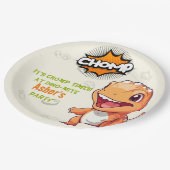 Cute Orange Dinosaur Birthday Party Paper Plates ペーパープレート (アングル)