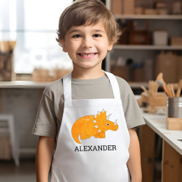 Cute Orange Dinosaur Personalized 子供用エプロン