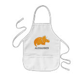 Cute Orange Dinosaur Personalized 子供用エプロン (正面)