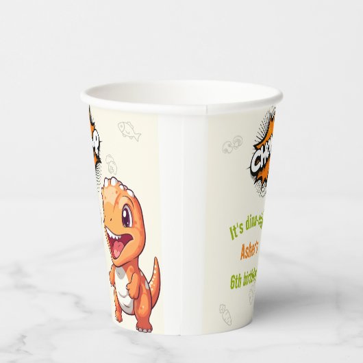 Cute Orange Dinosaur T-Rex 紙コップ (右)