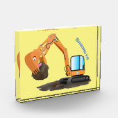 Cute orange excavator digger cartoon フォトブロック (左)