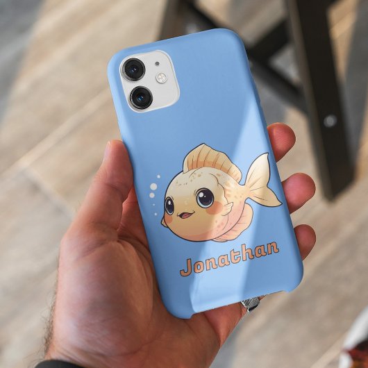 Cute Orange Fish Drawing in Cartoon Style Case-Mate iPhoneケース