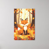 Cute orange fox in autumn forest nursery forest ar キャンバスプリント (正面)