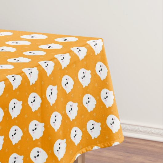 Cute Orange Ghost Pattern – Halloween Design テーブルクロス (インサイチュ)
