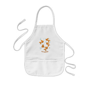 Cute orange goldfish cartoon illustration 子供用エプロン