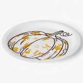 Cute Orange Halloween Icons in Pumpkin ペーパープレート (アングル)
