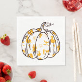 Cute Orange Halloween Icons in Pumpkin Luncheon スタンダードランチョンナプキン (インサイチュ)