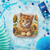 Cute Orange Kitten Among Sunflowers ペーパープレート (パーティー)