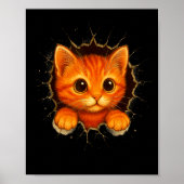 Cute Orange Kitten Cracks Mug Wall Funny Cat Lover ポスター (正面)