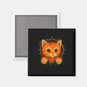 Cute Orange Kitten Cracks Mug Wall Funny Cat Lover マグネット (正面/裏面)