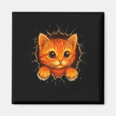 Cute Orange Kitten Cracks Mug Wall Funny Cat Lover マグネット (正面)